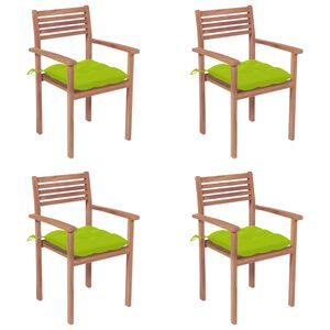 vidaXL Garden Chairs 4 pcs with Bright Green Cushions Solid Teak Wood