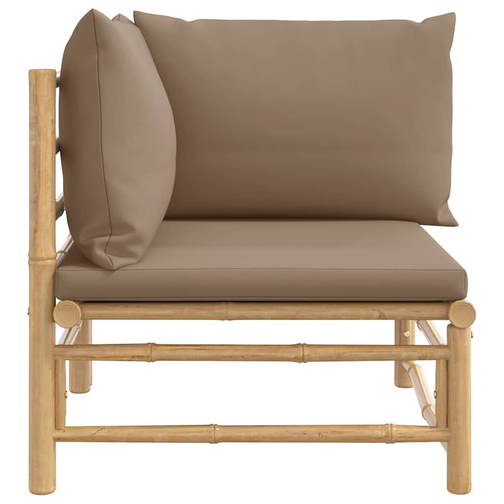 vidaXL Garden Corner Sofa with Taupe Cushions Bamboo
