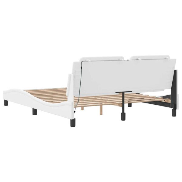 vidaXL Bed Frame with LED without Mattress "Zadar" White 152x203 cm
