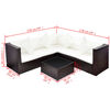 vidaXL 4 Piece Garden Lounge Set with Cushions Poly Rattan Brown