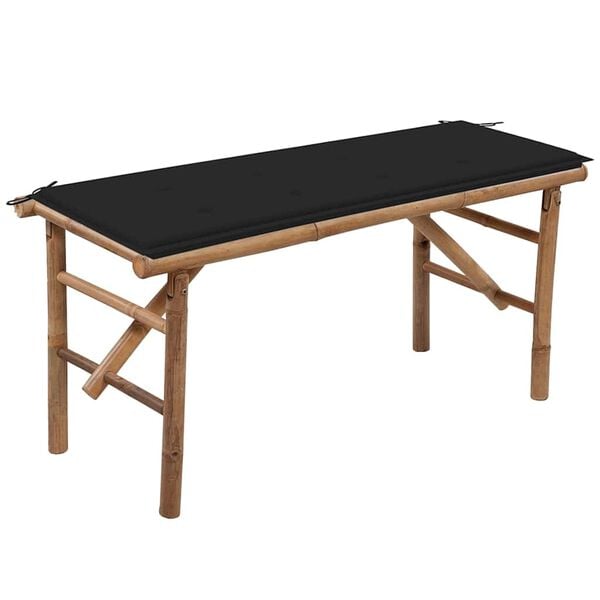 vidaXL Folding Garden Bench with Cushion 118 cm Bamboo