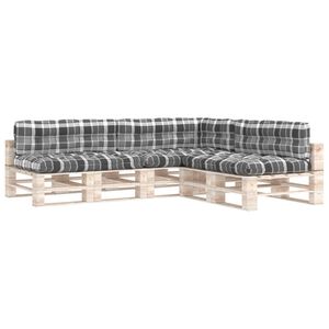 vidaXL Pallet Sofa Cushions 7 pcs Grey Check Pattern