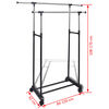 vidaXL Adjustable Clothes Rack 4 Castors 2 Hanging Rails