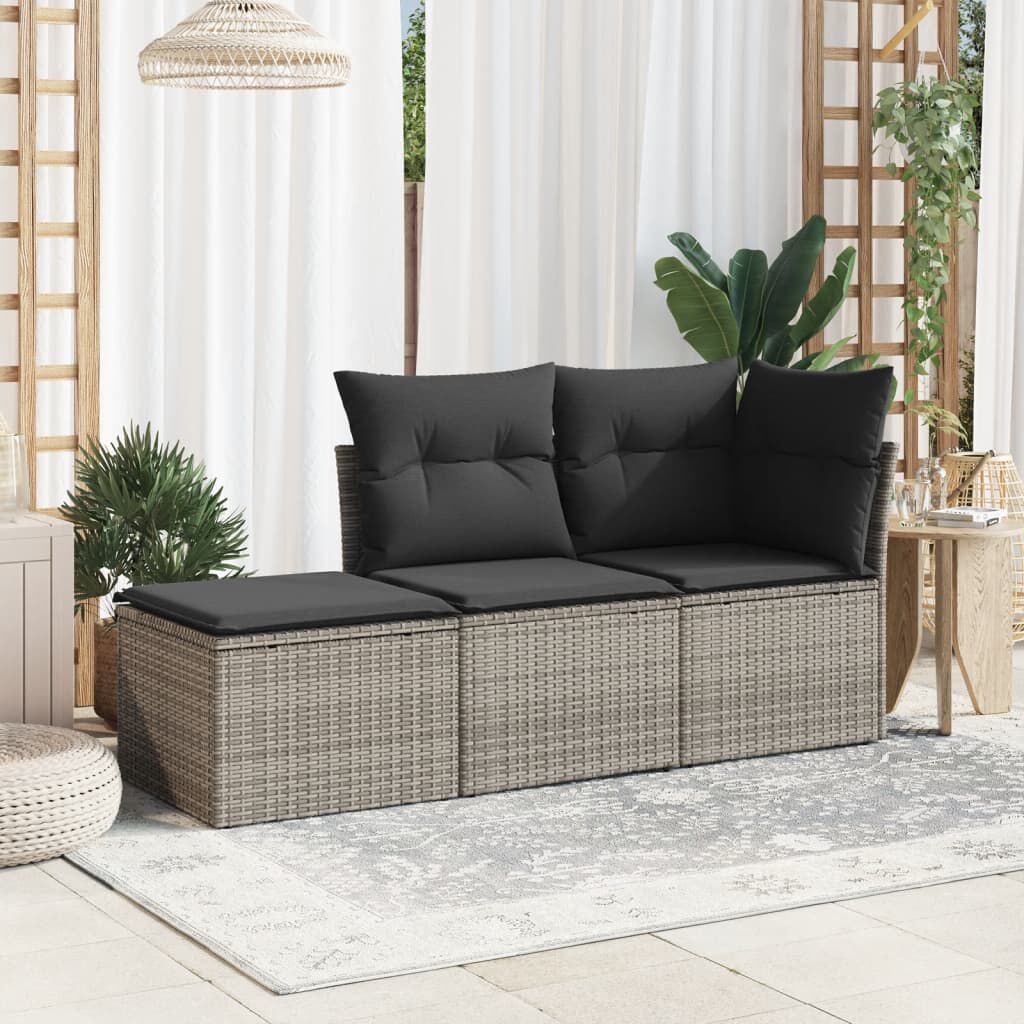 vidaXL Garden Stool with Cushion Grey 55x55x37 cm Poly Rattan