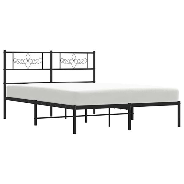 vidaXL Metal Bed Frame without Mattress with Headboard Black 150x200cm