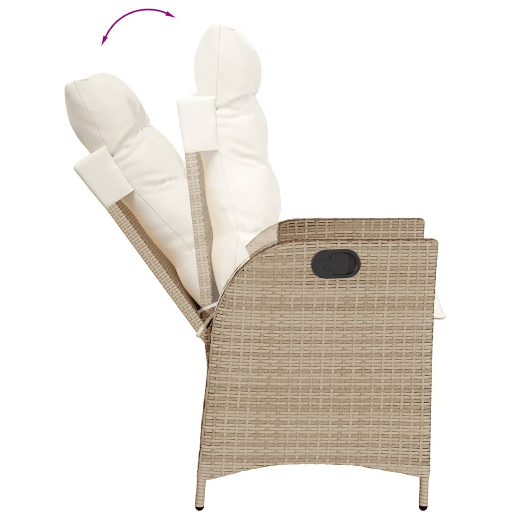 vidaXL 7 Piece Garden Dining Set with Cushions Beige Poly Rattan