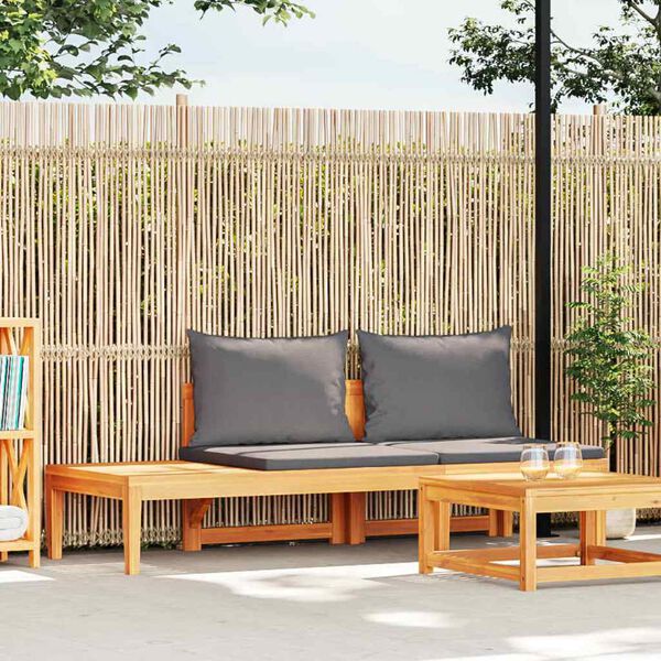 vidaXL Garden Bench with Table Dark Grey Cushions Solid Acacia Wood