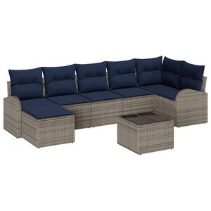 vidaXL Garden Sofa Set with Cushion 8 pcs Grey Poly rattan