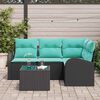 vidaXL Garden Sofa Set 5 pcs Black and Turquoise Poly Rattan