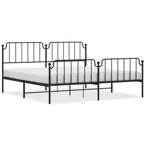 vidaXL Metal Bed Frame without Mattress with Footboard Black 193x203cm