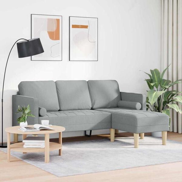 vidaXL Sofa Set with Cushion Light Grey Polyester