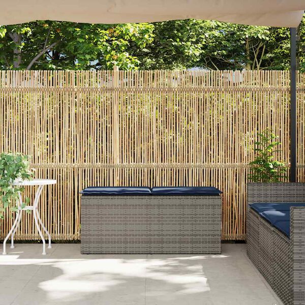 vidaXL Garden Bench with Cushion Grey 110x40x44 cm Poly Rattan