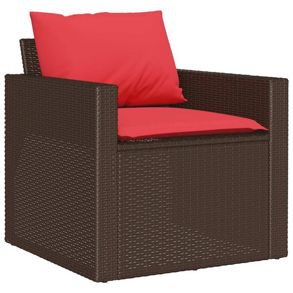 vidaXL 4 Piece Garden Sofa Set with Cushions Brown Poly Rattan