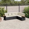 vidaXL 6 Piece Garden Sofa Set with Cushions Black Poly Rattan