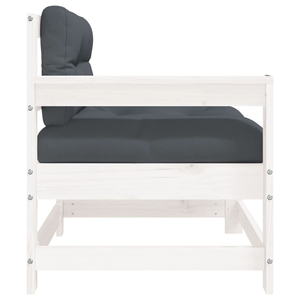 vidaXL Garden Chair with Cushions White Solid Wood Pine