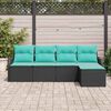 vidaXL Garden Sofa Set with Storage 5 pcs Black Poly Rattan