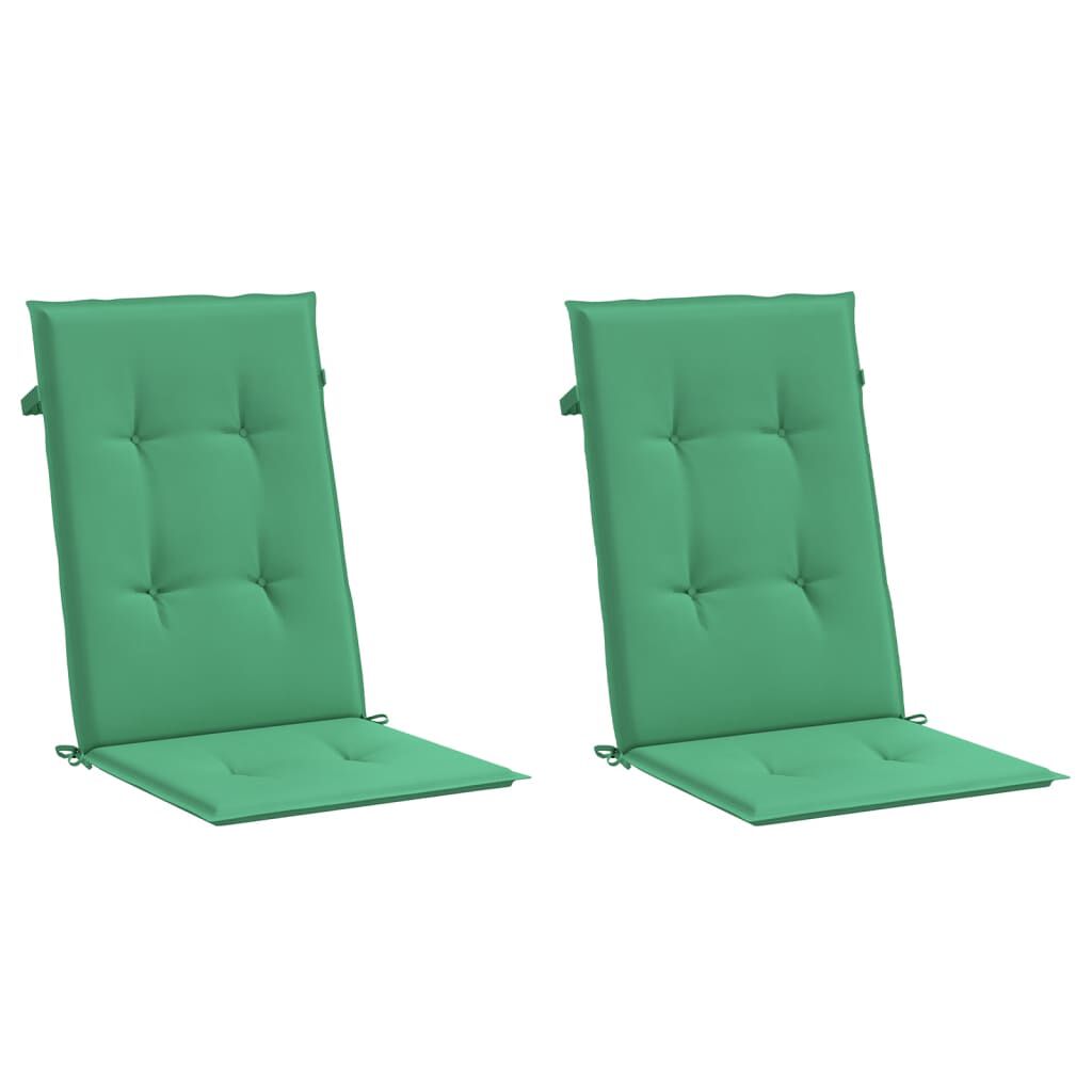 vidaXL Garden Highback Chair Cushions 2 pcs Green 120x50x3 cm Fabric