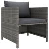 vidaXL Garden Sofa with Cushions Grey Poly Rattan