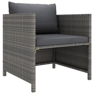 vidaXL Garden Sofa with Cushions Grey Poly Rattan