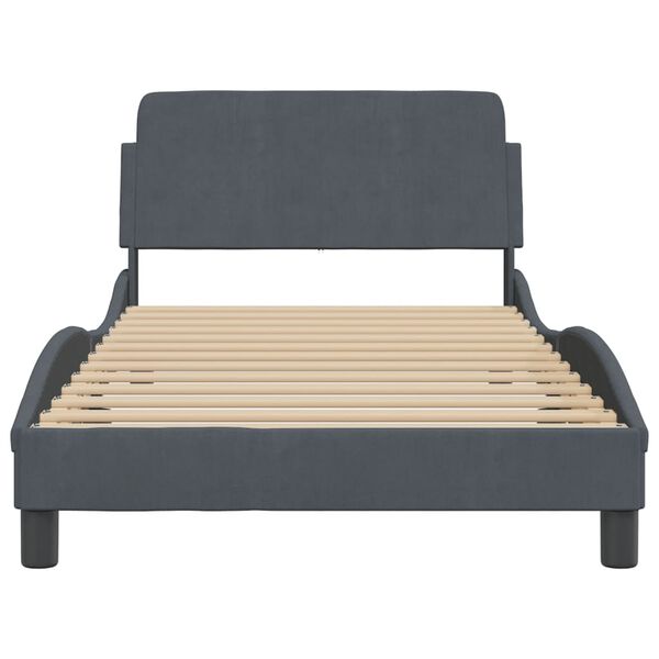 vidaXL Bed Frame "Dover" Dark Grey 100x190 cm Velvet