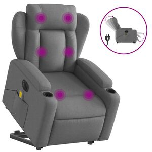 vidaXL Electric Stand up Massage Recliner Chair Dark Grey Fabric