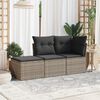 vidaXL 3 Piece Garden Sofa Set with Cushions Grey Poly Rattan