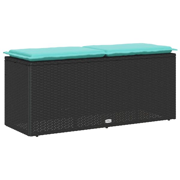 vidaXL Garden Bench with Cushion Black 110x40x44 cm Poly Rattan