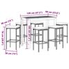vidaXL 7 Piece Garden Bar Set Grey Solid Wood Acacia and Poly Rattan