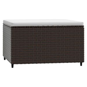 vidaXL Garden Footrest with Cushion Brown Poly Rattan