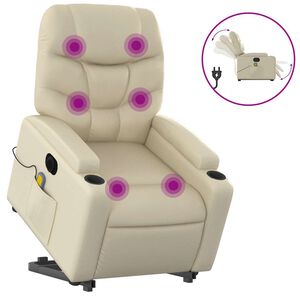 vidaXL Electric Stand up Massage Recliner Chair Cream Faux Leather