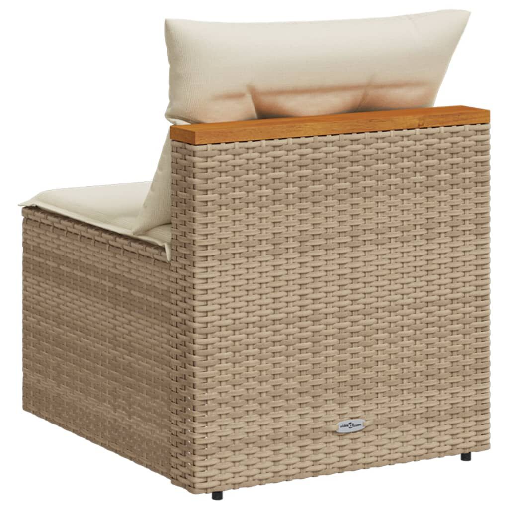 vidaXL Garden Sofas Armless with Cushions 2 pcs Beige Poly Rattan