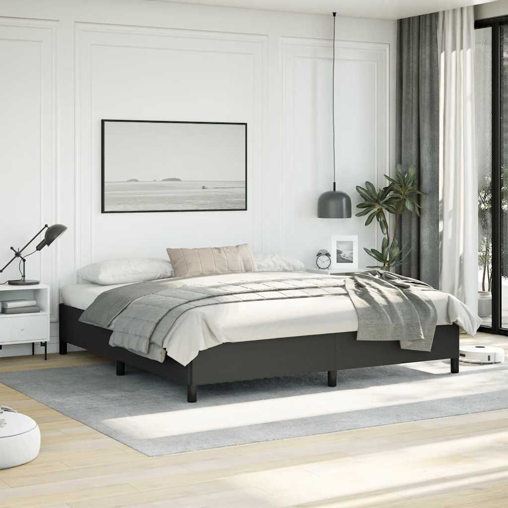 vidaXL Bed Frame without Mattress Black 193x203 cm King Faux Leather