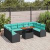 vidaXL Garden Sofa Set with Cushion Manual 10 pcs Black and blue