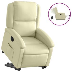 vidaXL Electric Stand up Recliner Chair Cream Real Leather