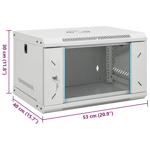 vidaXL 6U Wall Mounted Network Cabinet 19" IP20 53x40x30 cm