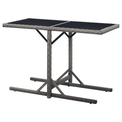 vidaXL Garden Table Anthracite 110x53x72 cm Glass and Poly Rattan