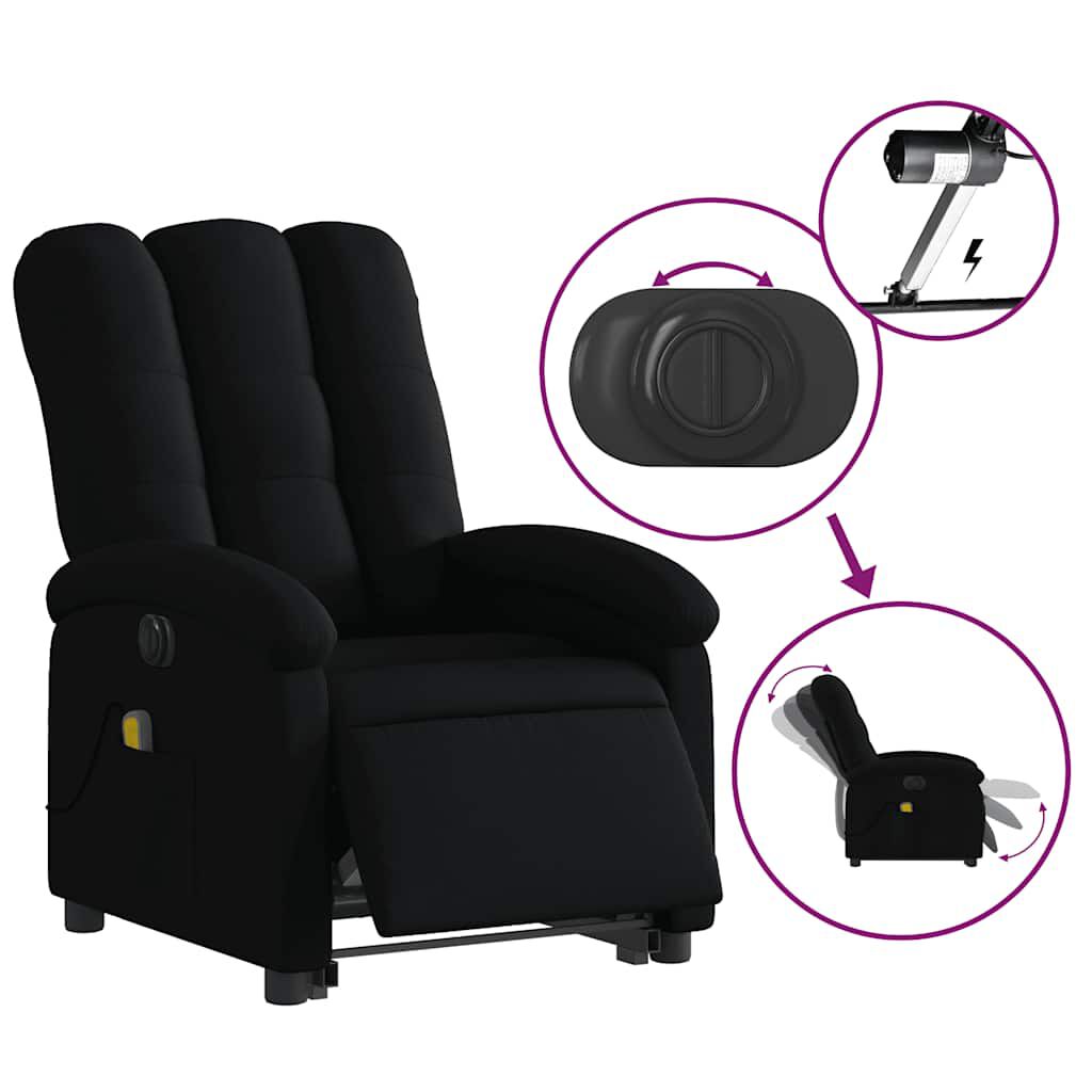 vidaXL Electric Stand up Massage Recliner Chair Black Fabric