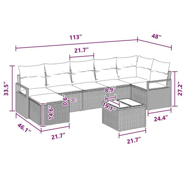 vidaXL Garden Sofa Set 8 pcs Grey Poly rattan