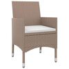 vidaXL 3 Piece Garden Dining Set with Cushions Poly Rattan and Glass