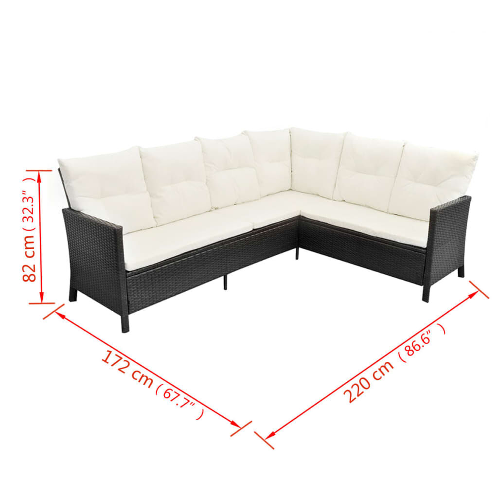 vidaXL 4 Piece Garden Lounge Set with Cushions Poly Rattan Black