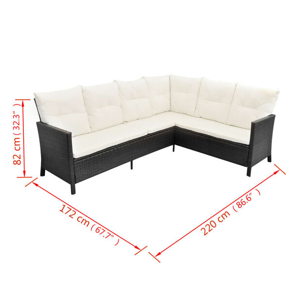 vidaXL 4 Piece Garden Lounge Set with Cushions Poly Rattan Black