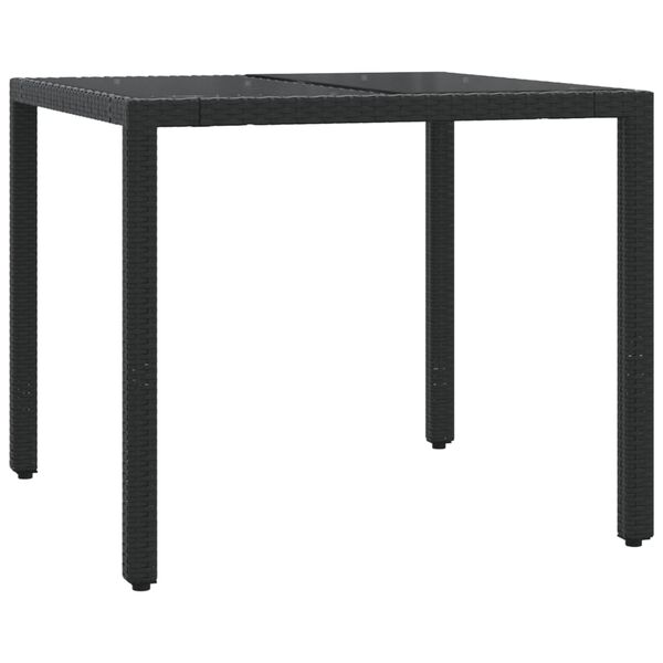 vidaXL 5 Piece Garden Dining Set with Cushions Black Poly Rattan