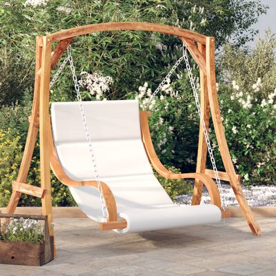 vidaXL Swing Chair with Cushion Solid Wood Spruce with Teak Finish