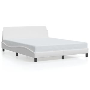 vidaXL Bed Frame "Dover" White 152x203 cm Queen Faux Leather