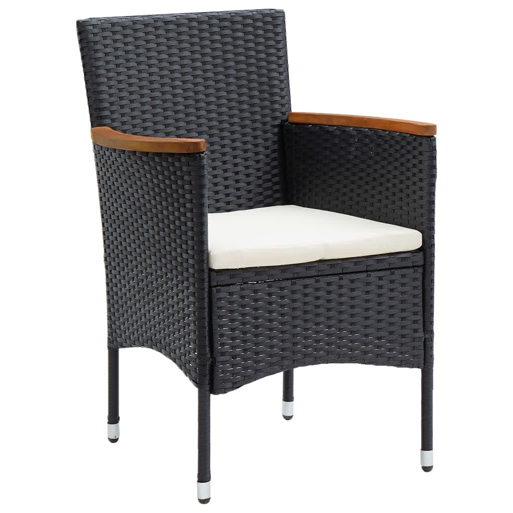 vidaXL 7 Piece Garden Dining Set with Cushions Poly Rattan Black