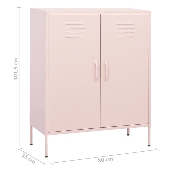 vidaXL Storage Cabinet Pink 80x35x101.5 cm Steel