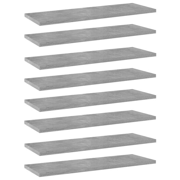 vidaXL Bookshelf Boards 8 pcs Concrete Grey 60x20x1.5 cm Engineered Wood