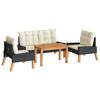 vidaXL 4 Piece Garden Lounge Set with Cushions Poly Rattan&Solid Wood