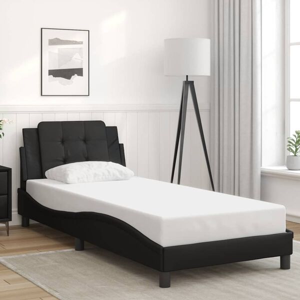 vidaXL Bed Frame without Mattress "Zadar" Black 100x190 cm Faux Leather