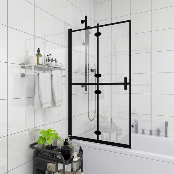 vidaXL Folding Shower Enclosure ESG 120x140 cm Black